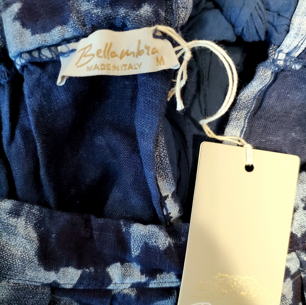 BELLAMBRA Women's Linen Halter Dress Blue Medium - Picture 14 of 15